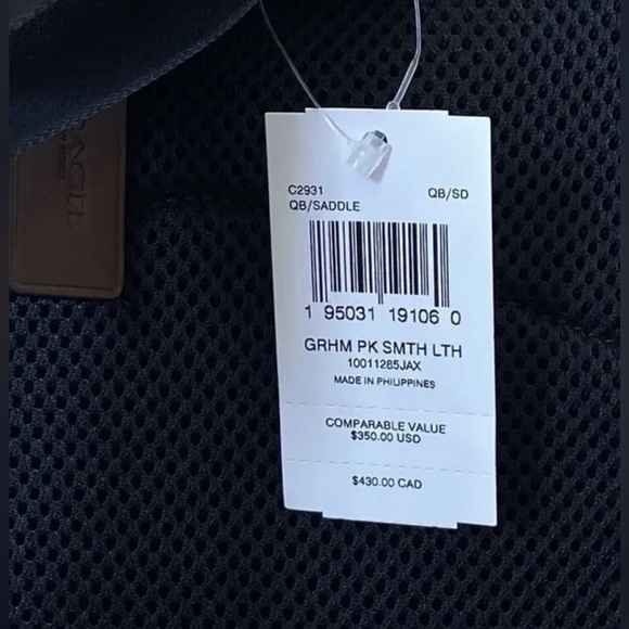 NWT COACH Graham Pack Sling Backpack Smooth Calf Leather Gunmetal/Saddle - Picture 6 of 6